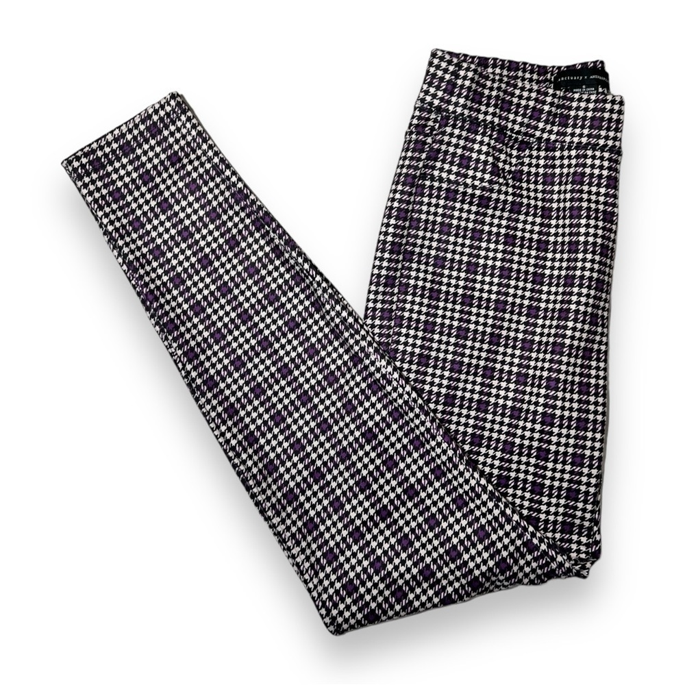 Sanctuary for Anthropologie Women’s Runway Leggings Purple Houndstooth Size S